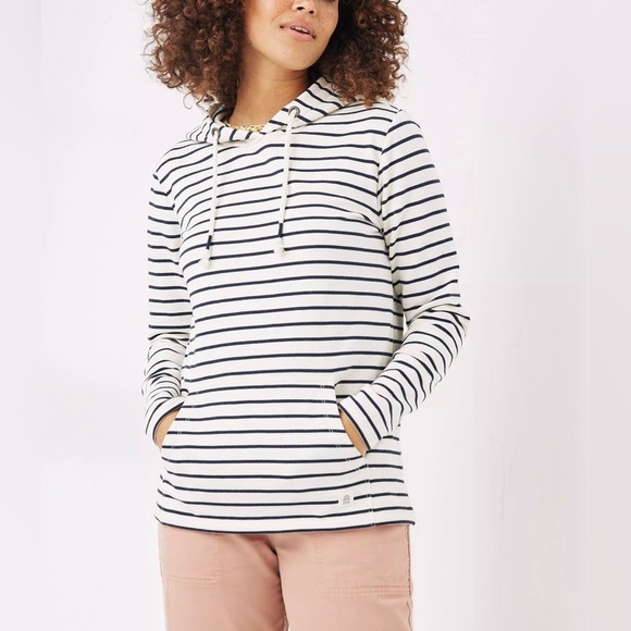 Fat Face Sally Stripe Hoodie Front Pocket w/ Scotland Nautical Embroidery BB138 - Picture 2 of 14